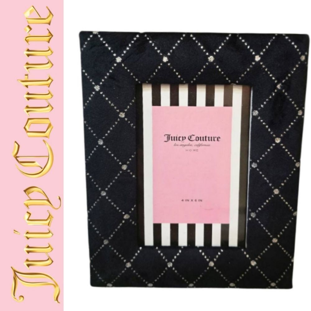 Juicy Couture Home Crystal Diamond Pattern Velour Picture Frame